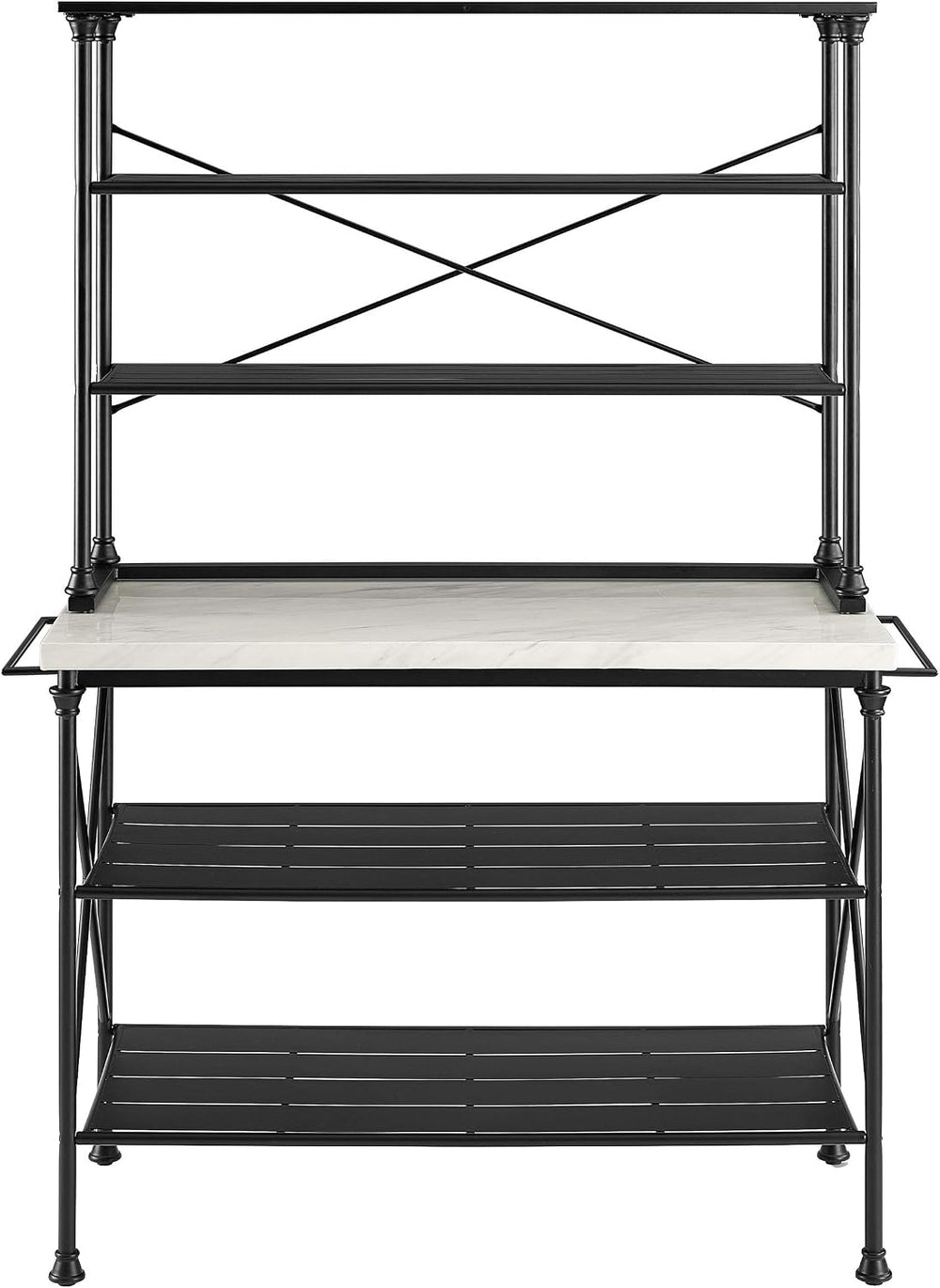 Crosley Furniture Madeleine Kitchen Island and Hutch with Shelves for Storage...