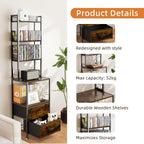 CD Rack and Storage with Two Drawers, 7-Tier DVD Shelf and Rack, CD Storage Tower and Holder for DVDs, Books and Media Games, Movie Collection and Decor, Ideal for Living Room, Home