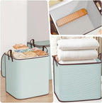 Large Clothes Storage Bins, 4 Pack Foldable Blanket Storage Bags, Storage Containers for with Reinforced Handle and Zippers for Bedroom, Closet, Comforters, Pillows, Toys