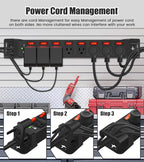 Heavy Duty Power Strip with Individual Switches,8 Outlets 14 Gauge Industrial Shop Garage Metal Multiple Outlets,1200J Surge Protector Mountable Power Strip,15FT Extension Cord Management (Black)
