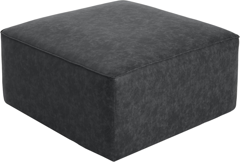 Christopher Knight Home Ellis Faux Leather Ottoman Footstool, Square Pouf Pou...
