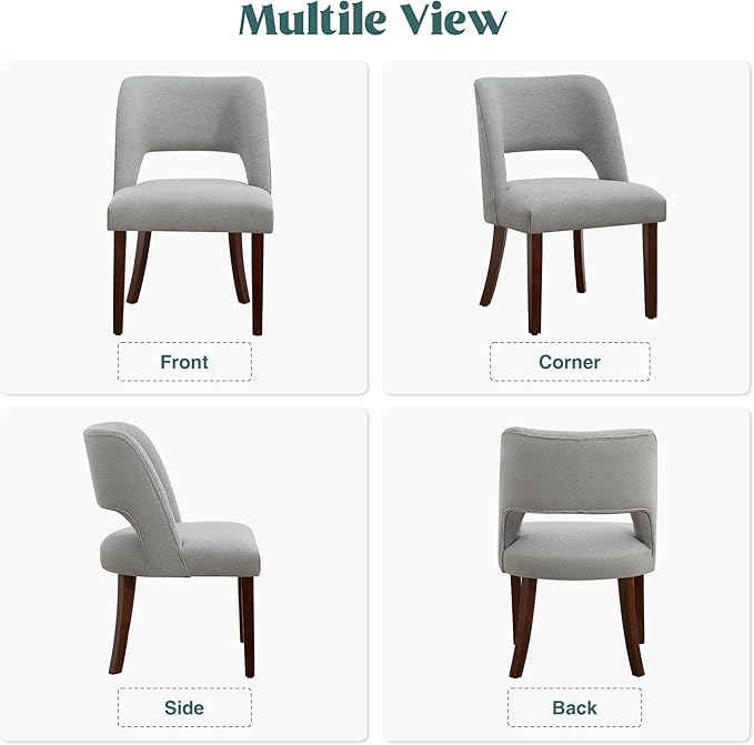 Dining Chair Set of 5,Modern Dining Room Chairs with Thick Cushions,Upholstered Linen Fabric Kitchen Chairs for Kitchen Dining Room LIGHTGREY