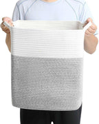 Tall Laundry Basket With Handles,Woven Cotton Rope Big Laundry Hamper Sorters,Versatile Storage for Dirty Clothes,Baby Toys,and Blankets in Bathroom, Nursery,and Living Room (Silver Gray, 80L)