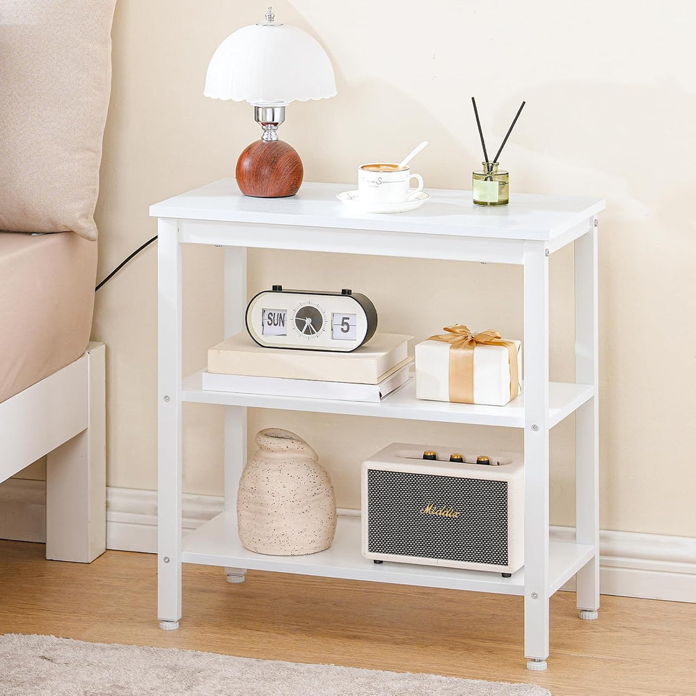 HOOBRO End Table, Simple Rustic Side Table with 3-Tier Storage Shelf, Narrow ...