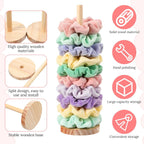 2 Pcs Scrunchie Holder Stand Hair Tie Organizer Vertical 15-20 Scrunchies Hairs Accessories Organizer Display Scrunchy Wood Hair Tie Holder Storage for Women Bathroom Bedroom Decor