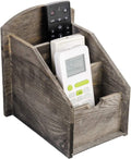 VERGOODR 3 Slot Rustic Wooden Remote Control Frame Media Organizer,Office Supply Storage,Magazine Pen Holders (Rock grey)