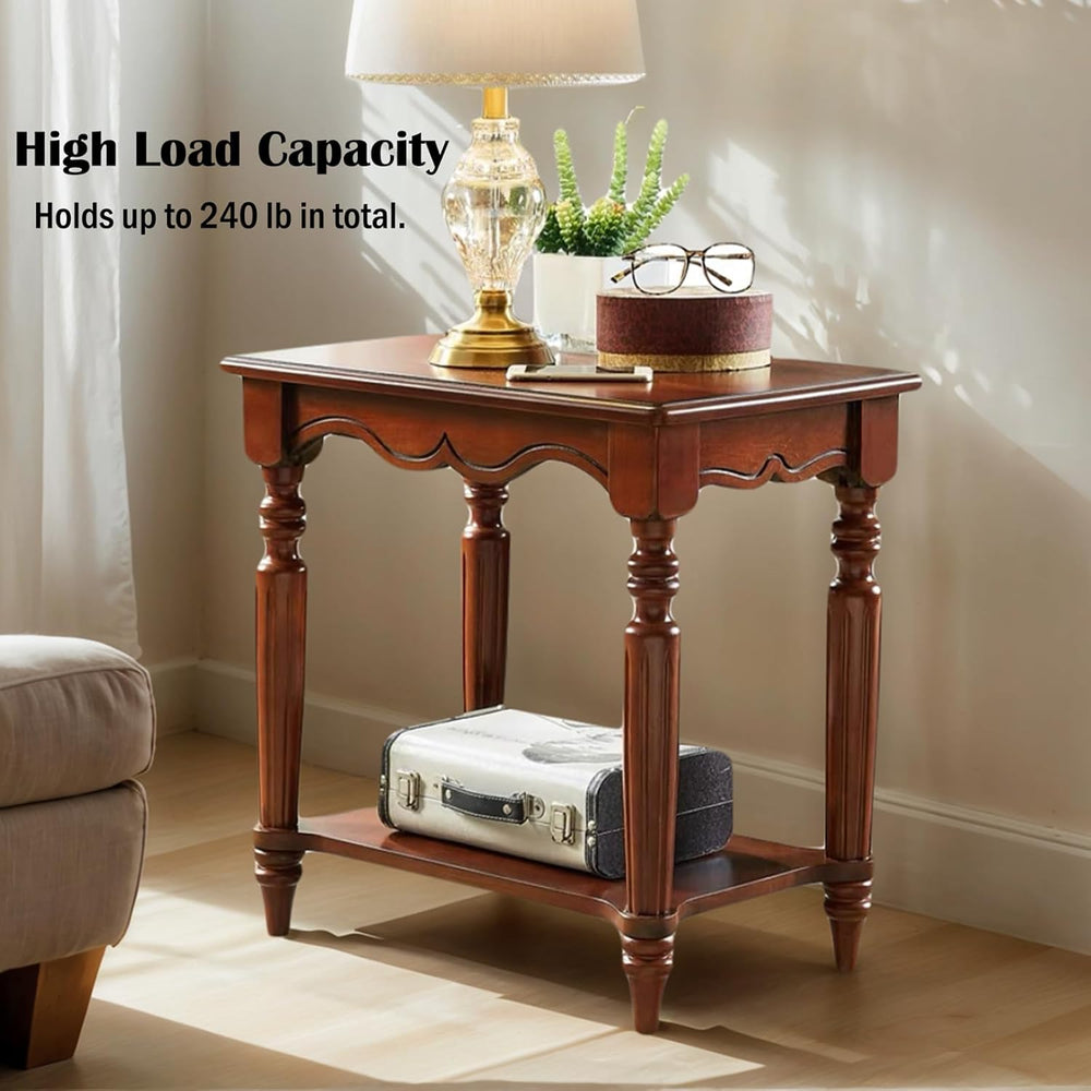 YUNMUAIR-2-Tier Side Table,Vintage Rectangle Sofa Side Tables,Mid Century Acc...