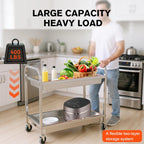 Stainless Steel Kitchen Cart with Lockable Wheels Food Storage Service Trolley Mobile Dining Car Trolley Dining Cart Kitchen Cart Utility Cart Metal Mobile Food Rolling Car 400lbs Capacity