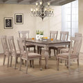 Kings Brand Furniture Charisma 9-Piece Dining Room Set – 2-Tone Brown Solid Wood Extendable Table with 18" Butterfly Leaf and 8 Upholstered Chairs, Traditional Dining Furniture