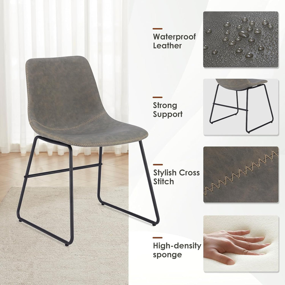 Soohow Mid-Century Modern Dining Chairs Set of 4, Faux Leather Upholstered Ki...