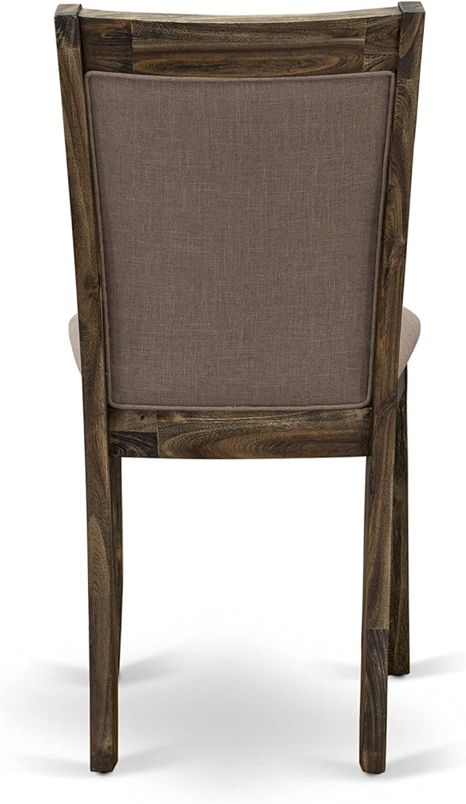East West Furniture X727MZ748-7 7 Piece Dining Table Set Consist of a Rectangle Dining Room Table with X-Legs and 6 Coffee Linen Fabric Upholstered Chairs, 40x72 Inch, Multi-Color