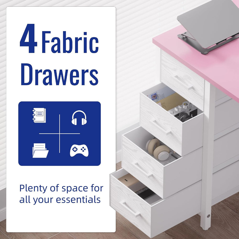 Pamray 32 Inch Computer Desk with 4 Drawers Small Office Desk for Home Bedroo...