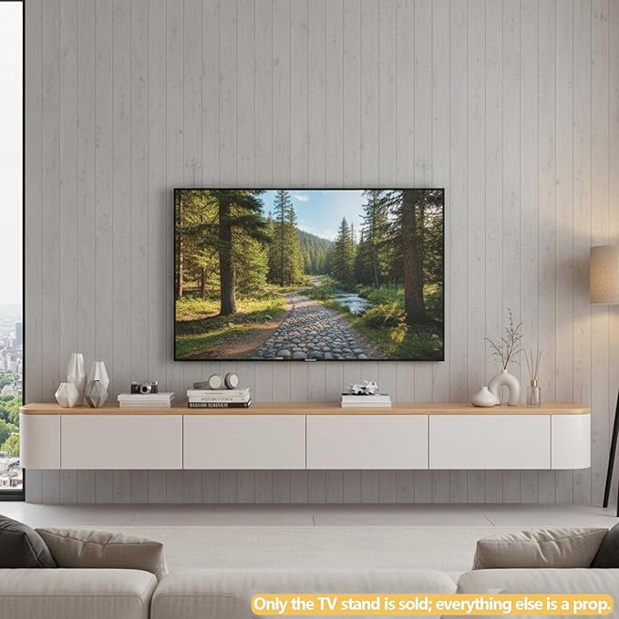 Floating TV Stand with Drawers, Pre-Assembled Wall Mounted TV Console, Modern...
