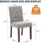 Upholstered Dining Chairs Set of 2, Modern Fabric Kitchen Side Chairs with Sturdy Wood Legs, Parsons Design, Comfortable Soft Linen for Dining Room, Restaurant, Cafe, Gray