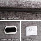 PRANDOM Large Foldable Storage Bin with Lid [1-Pack] Linen Fabric Decorative Storage Box Organizer Containers Basket Cube with Handles Divider for Bedroom Closet Office Living Room (17.7x11.8x11.8)