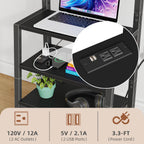 AFLUI Rolling TV Stand with Wheels and Mount & Fabric Drawer - Entertainment Center with Power Outlet and Small TV Stand for Bedroom, Living Room - 15" Black