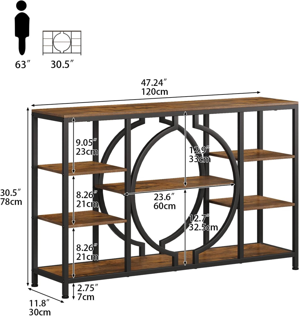 GiftGo 47" Industrial Console Tables for Entryway Rustic Sofa Table Behi...