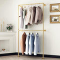 Gold Clothing Racks Wall Mount Clothes Rack, Heavy Duty Industrial Pipe Clothing Rack Retail Display Hanging Rod for Closet Storage, Laundry Room(Gold)
