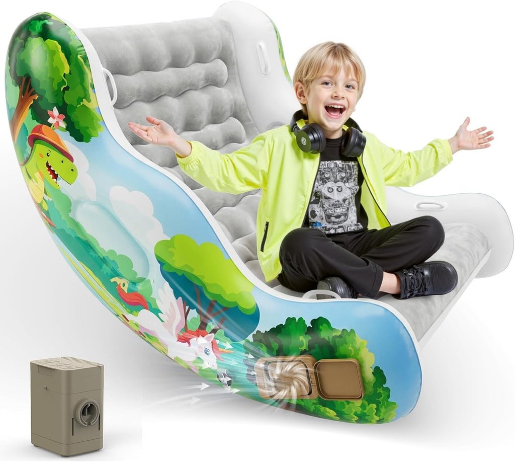 Sensory Chair for Kids, Inflatable Rocking Chair for Kids with Autism & ADHD, Air Cloud Rocker for Toddler as 3 4 5 6 7 8 Year Old Boy Girl Gifts, Autism Sensory Products Training Body Coordination