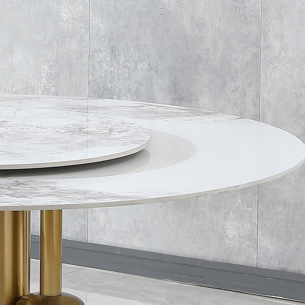 59" D Round Dining Table with 31.5" Detachable Lazy Susan, Modern S...