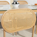 COSVALVE Boho Dining Chairs Set of 4 with Rattan Back, Upholstered Cane Seats, Metal Legs - Perfect for Dinner, Living Room, or Reception Area