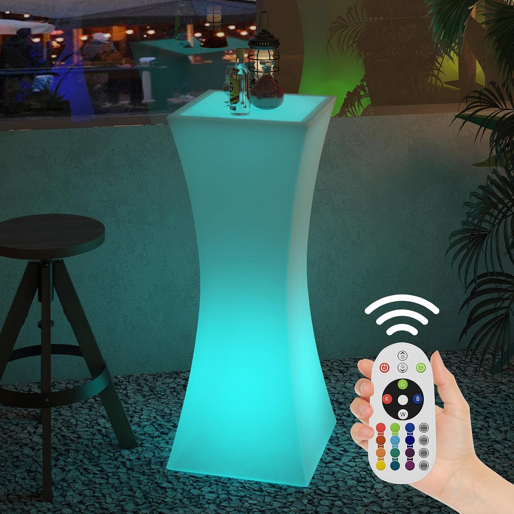 MUZZ Led Cocktail Table with Remote,16 Color Changing LED Light Up Pub Table,...