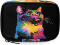 Abstract Art Colorful Cat Pill Organizer Travel Medicine Case with Zipper Daily Vitamin Storage Bag Portable 8 Slot Weekly Pill Box Supplement Holder for Home Office Gym Travel
