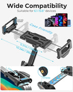 Tablet Pillow Stand with Storage Liner - Leatherette, Stable Support for 6.1-15.6 Inch Devices, Waterproof & Foldable for Sofa/Bed/Floor, Fit Thickness Case for iPad Pro/Air/Mini, Galaxy Tab