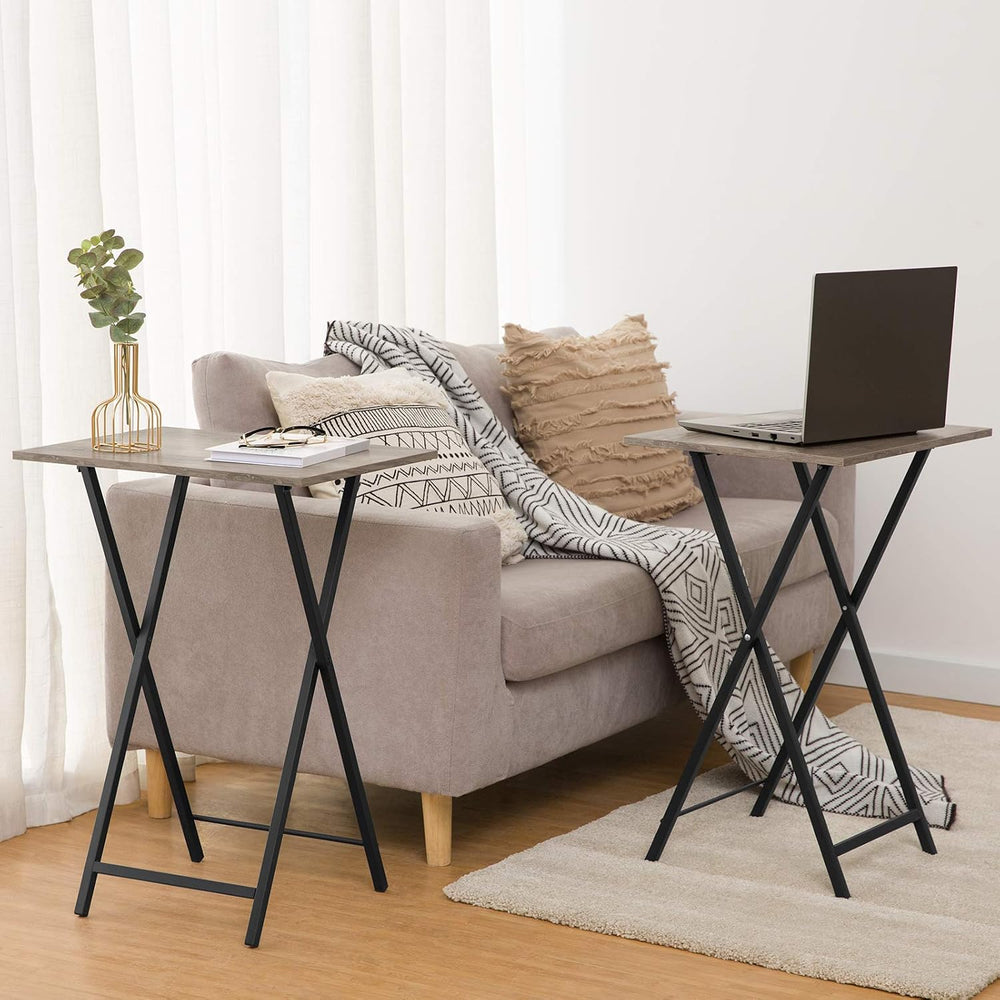 HOOBRO Folding TV Tray Tables, Set of 4 TV Trays with Storage Rack, Industria...