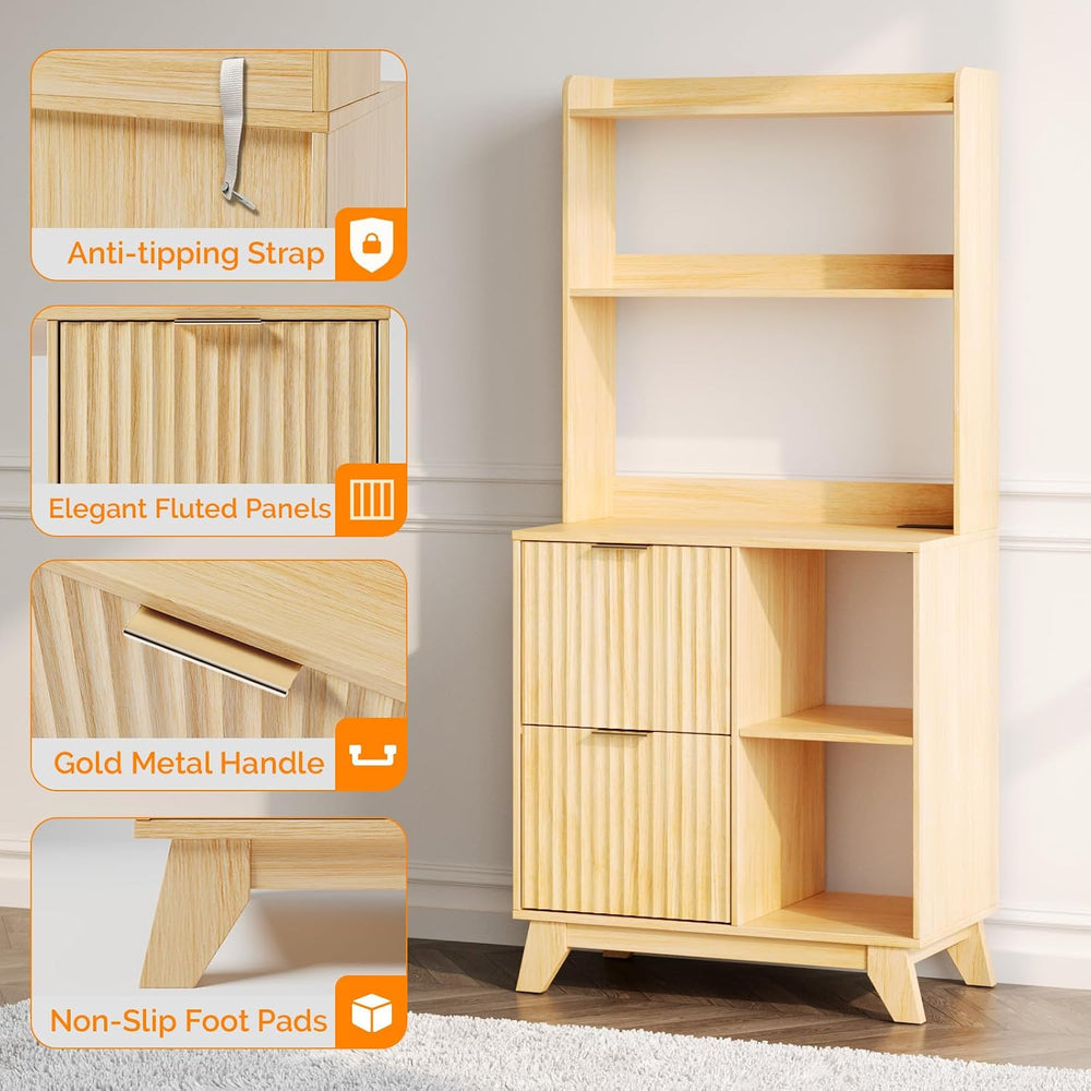 VINGLI Tall 2 Drawer File Cabinet with Adjustable Shelves, Home Office Filing...