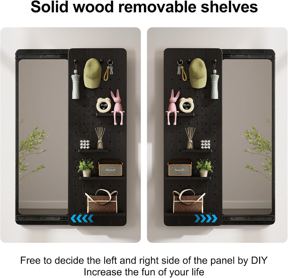 Full Length Mirror with Shelf and Hooks,Entry Way Mirrors for Wall,Wall Mirro...