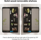KungFuWood Full Length Mirror with Shelf and Hooks,Entry Way Mirrors for Wall,Wall Mirror with Shelf,Wall Mirror with Storage Multifunctional Design Panel,Living Room