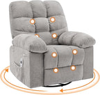 Rocking Recliner Chair with Vibration Massage & Heat, 360° Swivel Oversized Rocker Recliner with Side Pocket for Living Room, Bedroom & Nursery