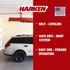 HARKEN Hoister - Overhead Garage Storage 2 Point Hoist System for Bikes, Kayaks, Surf & Paddle Boards (60lb Capacity, 16ft Ceiling) Safe Anti-Drop System, One-Person Operation - 7807.16