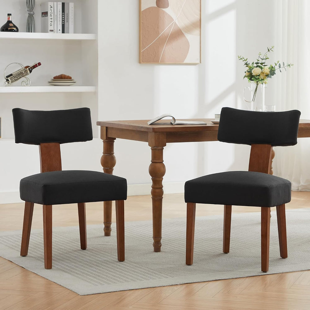 FOXHUNTER Upholstered Dining Chairs Set of 2, Modern Wooden Armless Kitchen C...