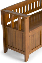 SIMPLIHOME Acadian Entryway Storage Bench - 48 inch Wide Solid Wood Hallway Seat in Light Avalon Brown, Transitional Bench for Entryway or Living Room with Lift-Up Lid and Spacious Storage