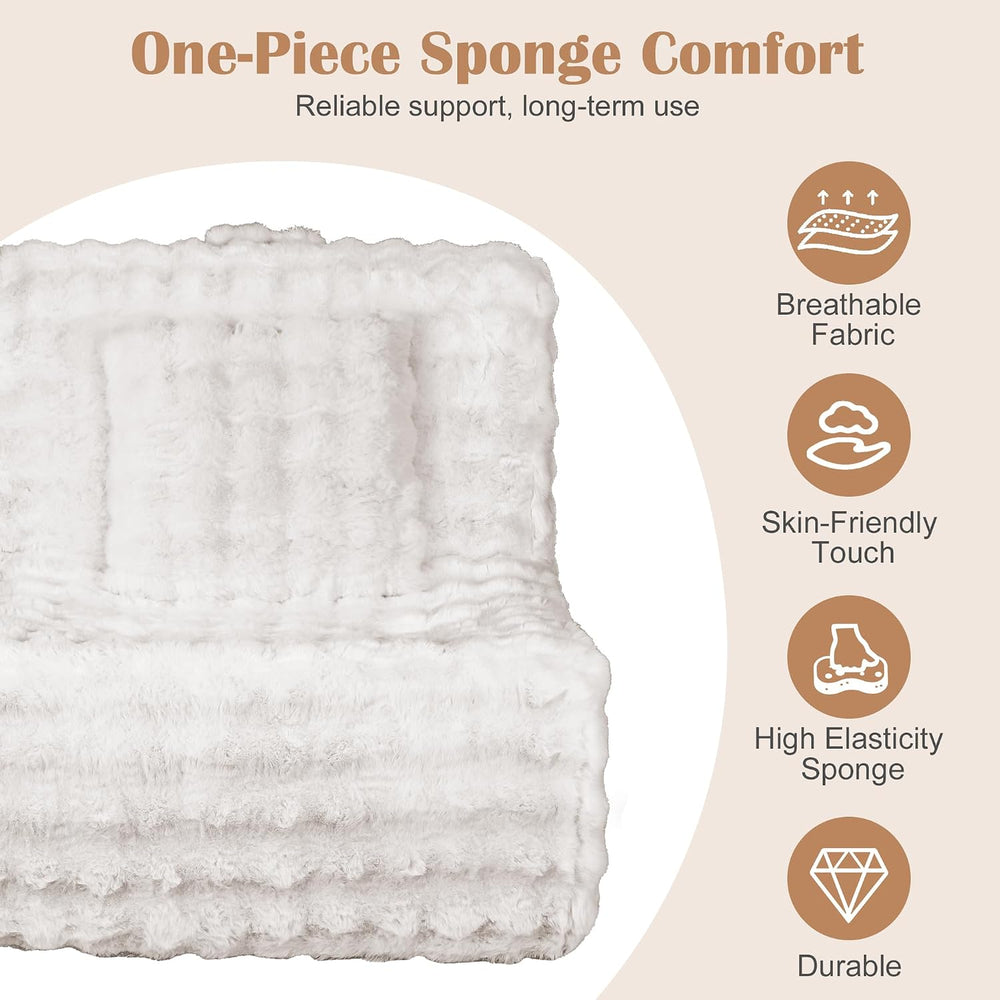 Bean Bag Chair for Adults, Giant Bean Bag Sofa with Soft Pillow, Comfy Faux F...