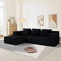 103" Cloud Sectional Sofa, Boneless L-Shape Couch with Chaise, Modern Minimalist Modular Couch for Living Room, Free Combination, Deep Seat, No Assembly Required, Premium Corduroy, Black, L
