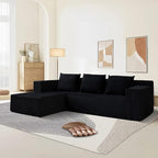 103" Cloud Sectional Sofa, Boneless L-Shape Couch with Chaise, Modern Minimalist Modular Couch for Living Room, Free Combination, Deep Seat, No Assembly Required, Premium Corduroy, Black, L