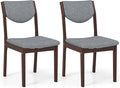 GOFLAME Wood Dining Chairs Set of 2, Linen Fabric Upholstered Kitchen Side Chairs with Padded Seat & Back, Rubber Wood Legs, Farmhouse Armless Dining Room Chairs for Living Room Restaurant
