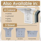 BeraTek Power Perch Wall Outlet Shelf | Declutter & Reclaim Counter Space | Bedroom & Bathroom Organizing Shelves | Alexa Echo Dot Holder, Router Shelf, Holds Electric Toothbrush | Gray, 2-Pack