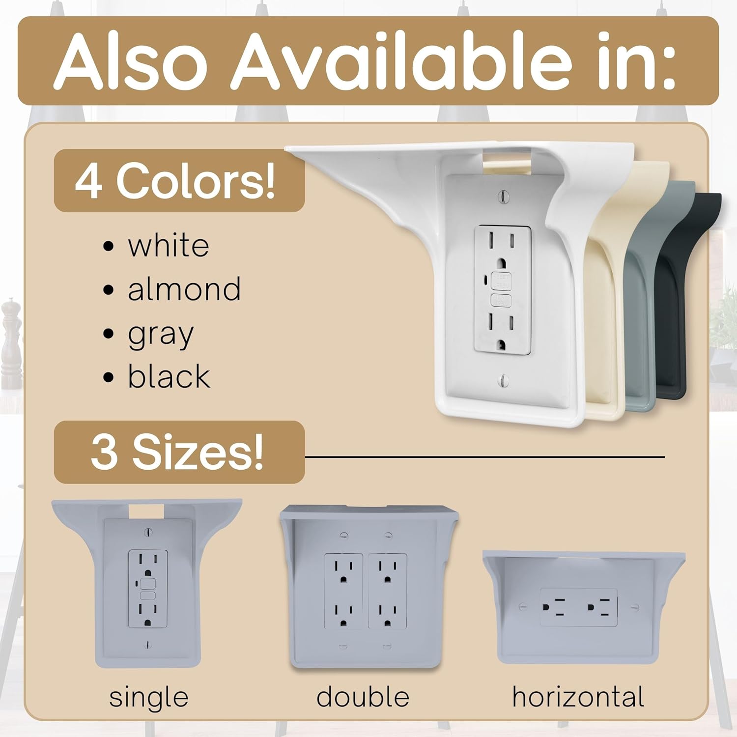 BeraTek Power Perch Wall Outlet Shelf | Declutter & Reclaim Counter Space | Bedroom & Bathroom Organizing Shelves | Alexa Echo Dot Holder, Router Shelf, Holds Electric Toothbrush | Gray, 2-Pack