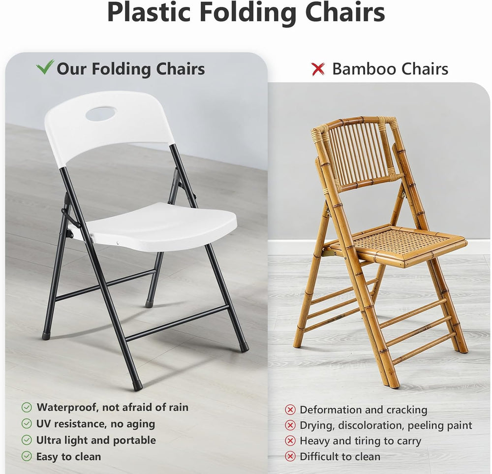 Folding Chairs 4 Pack, Outdoor White Folding Chairs for Outside Indoor, Porta...