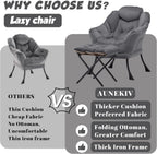 Lazy Chair with Ottoman, Comfy Accent Lounge Chair with Side Pocket, Modern Reading Armchair with Footrest, Upholstered Sofa Chair for Small Spaces, Bedroom, Living Room, Dorm, Darkgrey