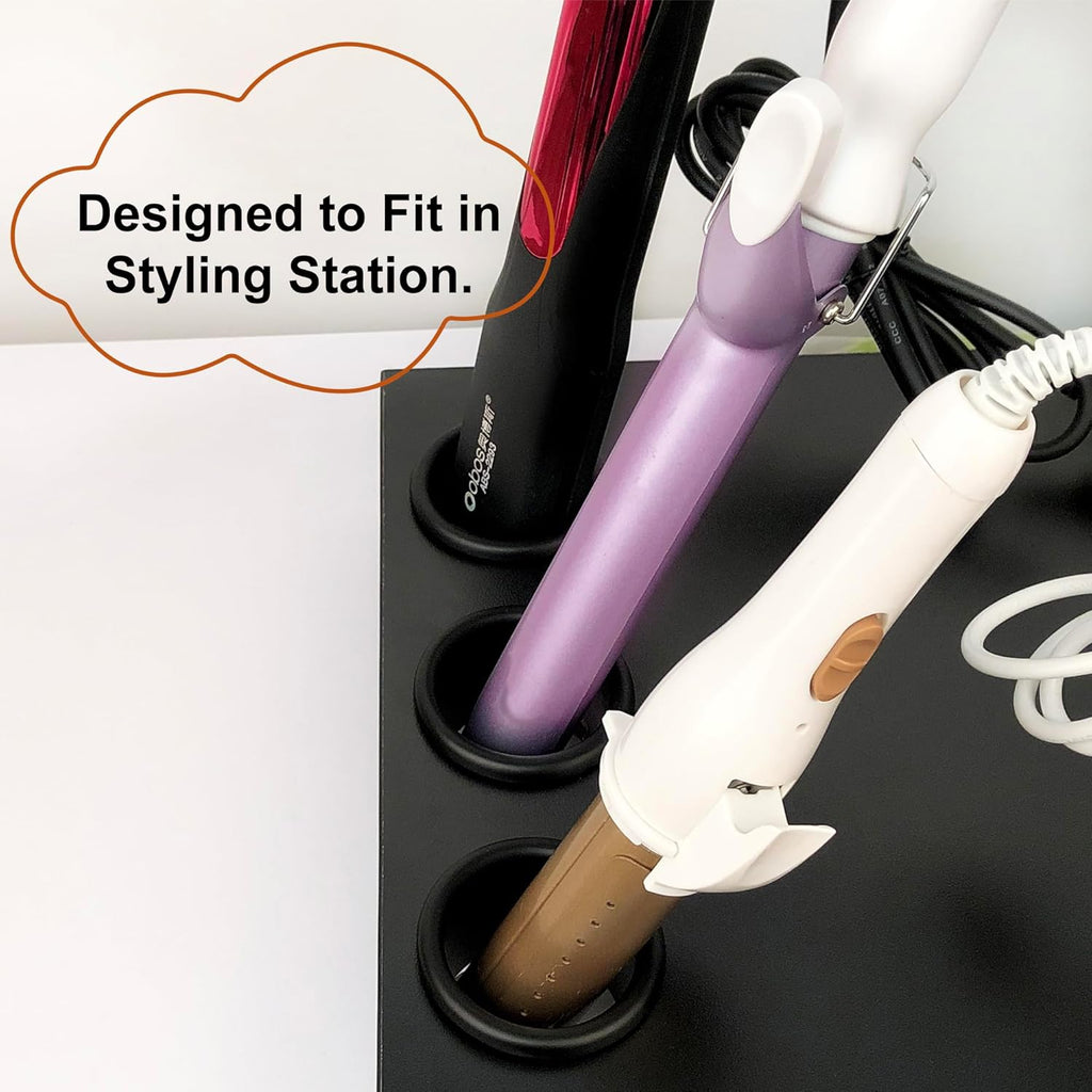 Hair Styling Station - Curling Hot Iron Appliance with Tube Package and Organizer for Salon, 3pcs, 2inch, Black