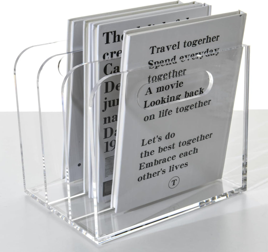 Clear Acrylic Organizers - 3 Vertical Compartments Acrylic Folder Organizer & File Organizer, Desk Document Storage Bins for Magazines, Binders - Multipurpose Home Office Desk Organizer