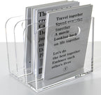 Clear Acrylic Organizers - 3 Vertical Compartments Acrylic Folder Organizer & File Organizer, Desk Document Storage Bins for Magazines, Binders - Multipurpose Home Office Desk Organizer