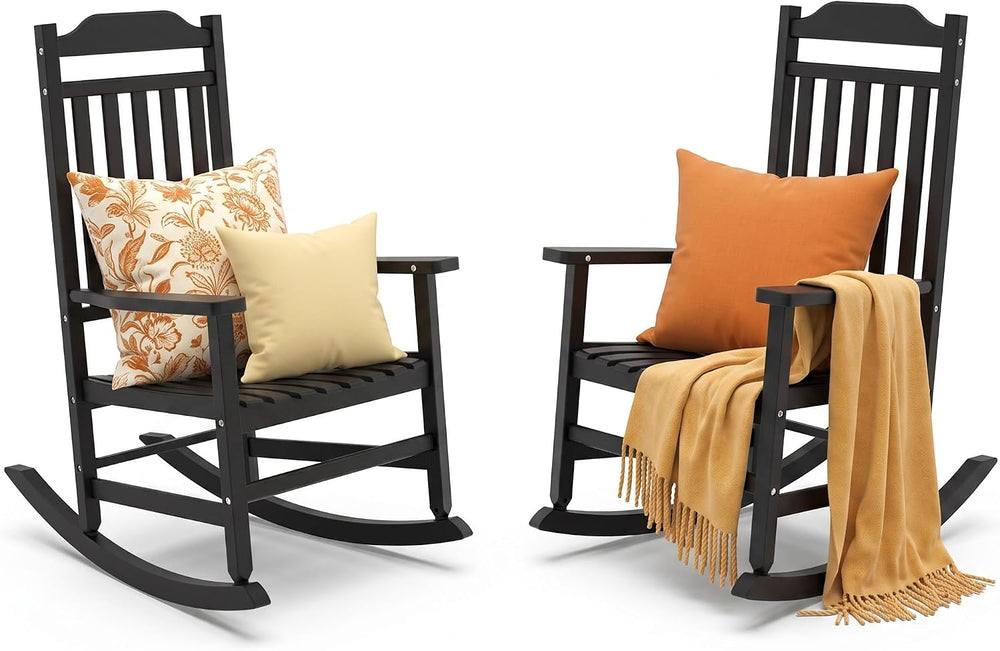 Outdoor Rocking Chairs Set of 2, Weather-Resistant Rocking Chair Ergonomic | ...