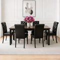 Modern Dining Chairs Set of 6, Farmhouse PU Leather Kitchen Chairs, Upholstered Accent Chair Parsons Chair for Home/Living Room/Bedroom/Resturant, Black