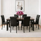 Modern Dining Chairs Set of 6, Farmhouse PU Leather Kitchen Chairs, Upholstered Accent Chair Parsons Chair for Home/Living Room/Bedroom/Resturant, Black